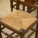 Set of 6 brutalist oak chairs from the 1950s.