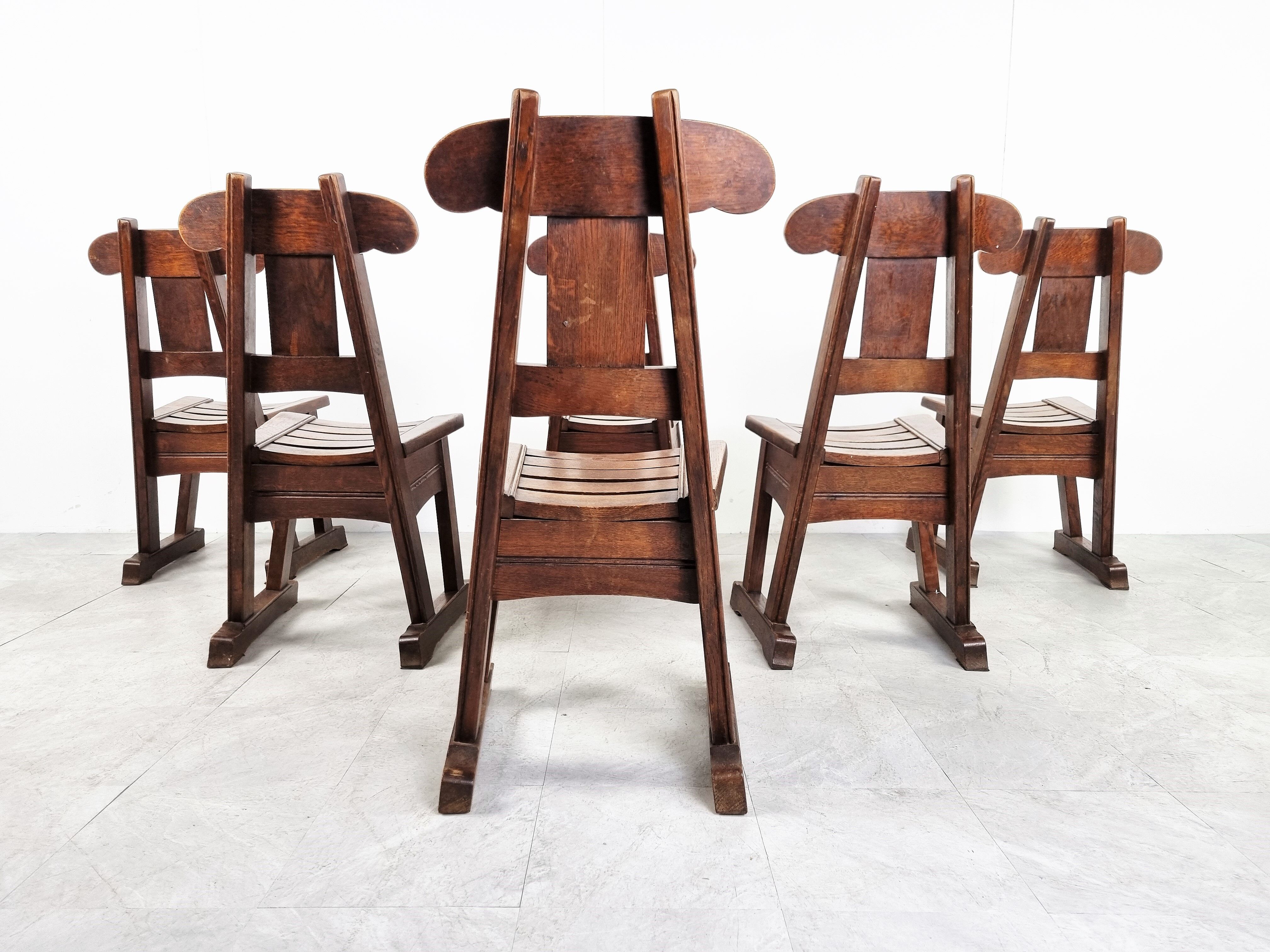 Vintage brutalist dining chairs, Vintage brutalist dining chairs, set of 6 - 1960sset of 6 - 1960s