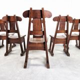 Vintage brutalist dining chairs, Vintage brutalist dining chairs, set of 6 - 1960sset of 6 - 1960s