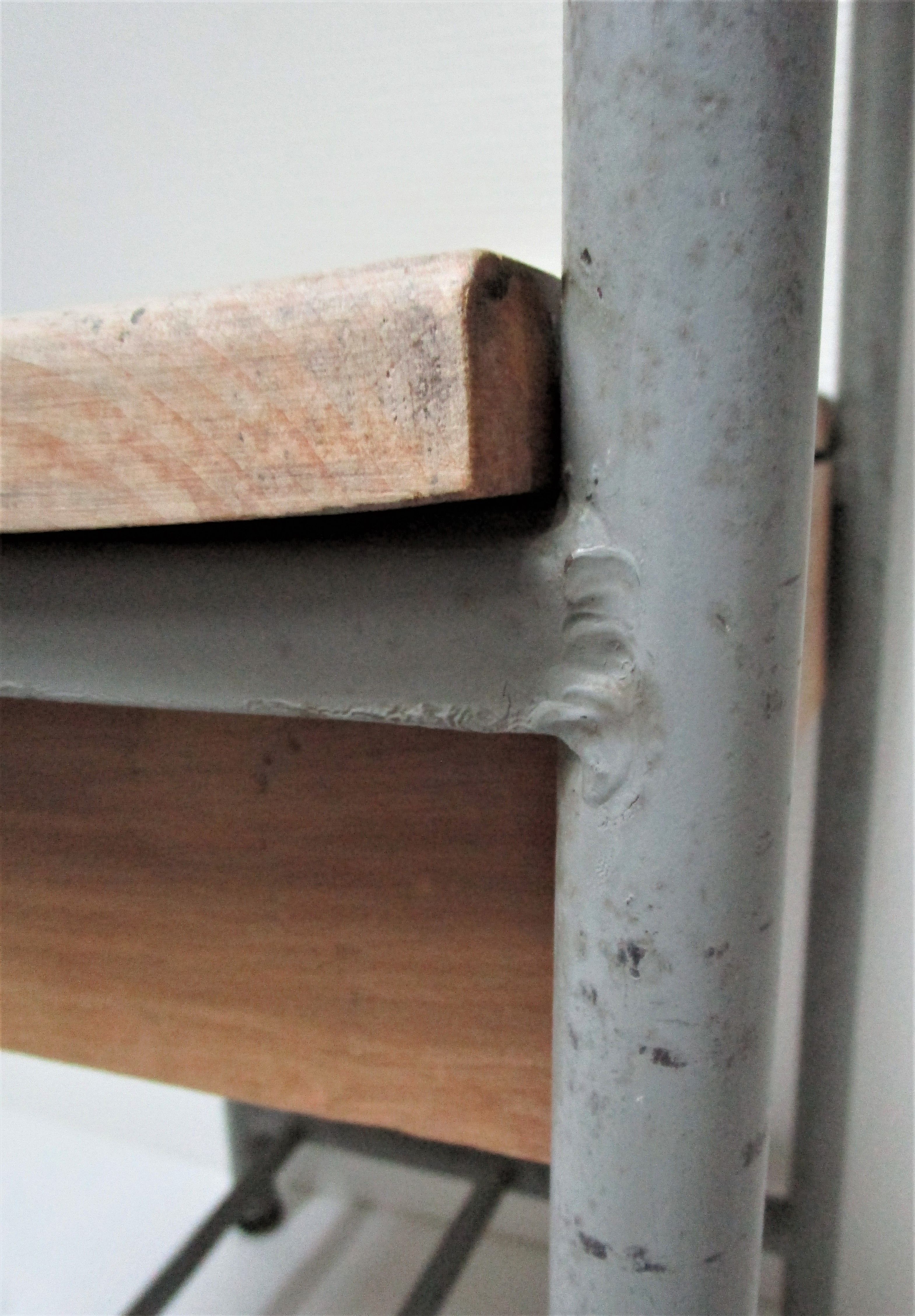 Bedside of boarding school wood vintage metal 50 s