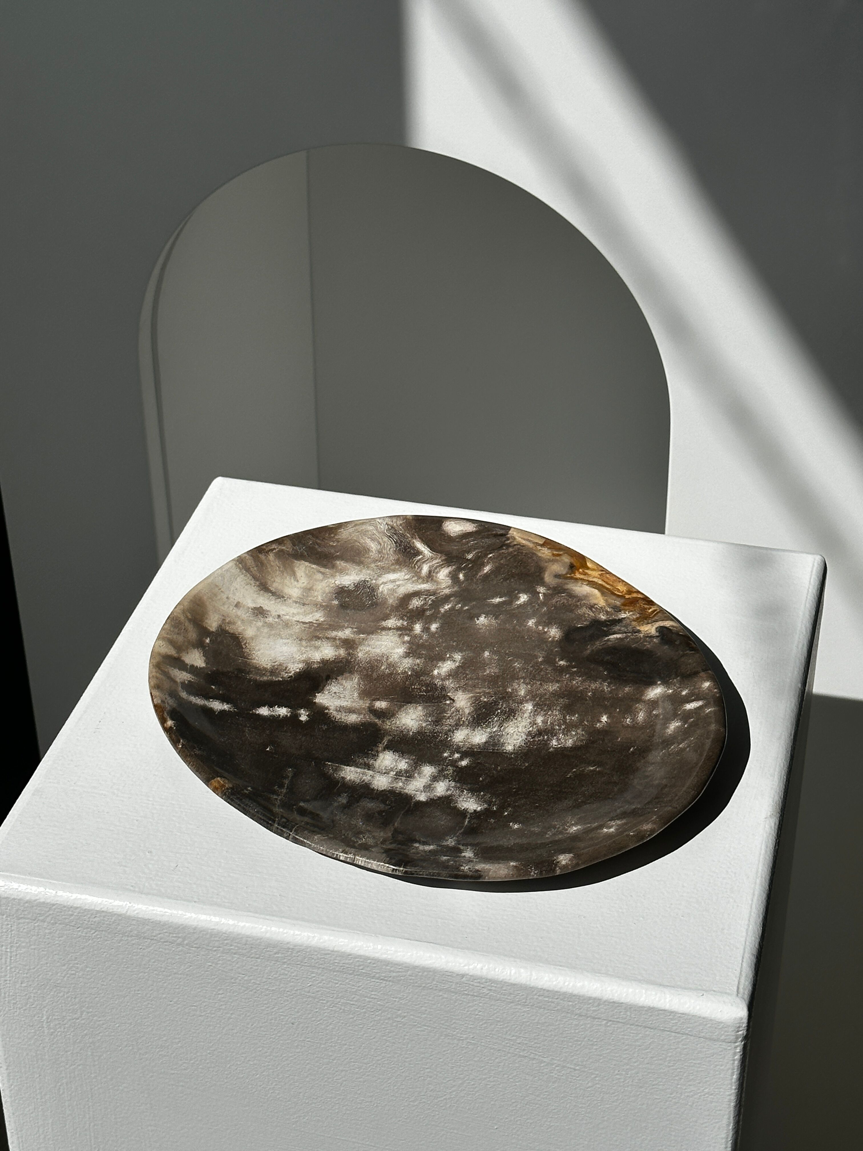 Dish in petrified wood