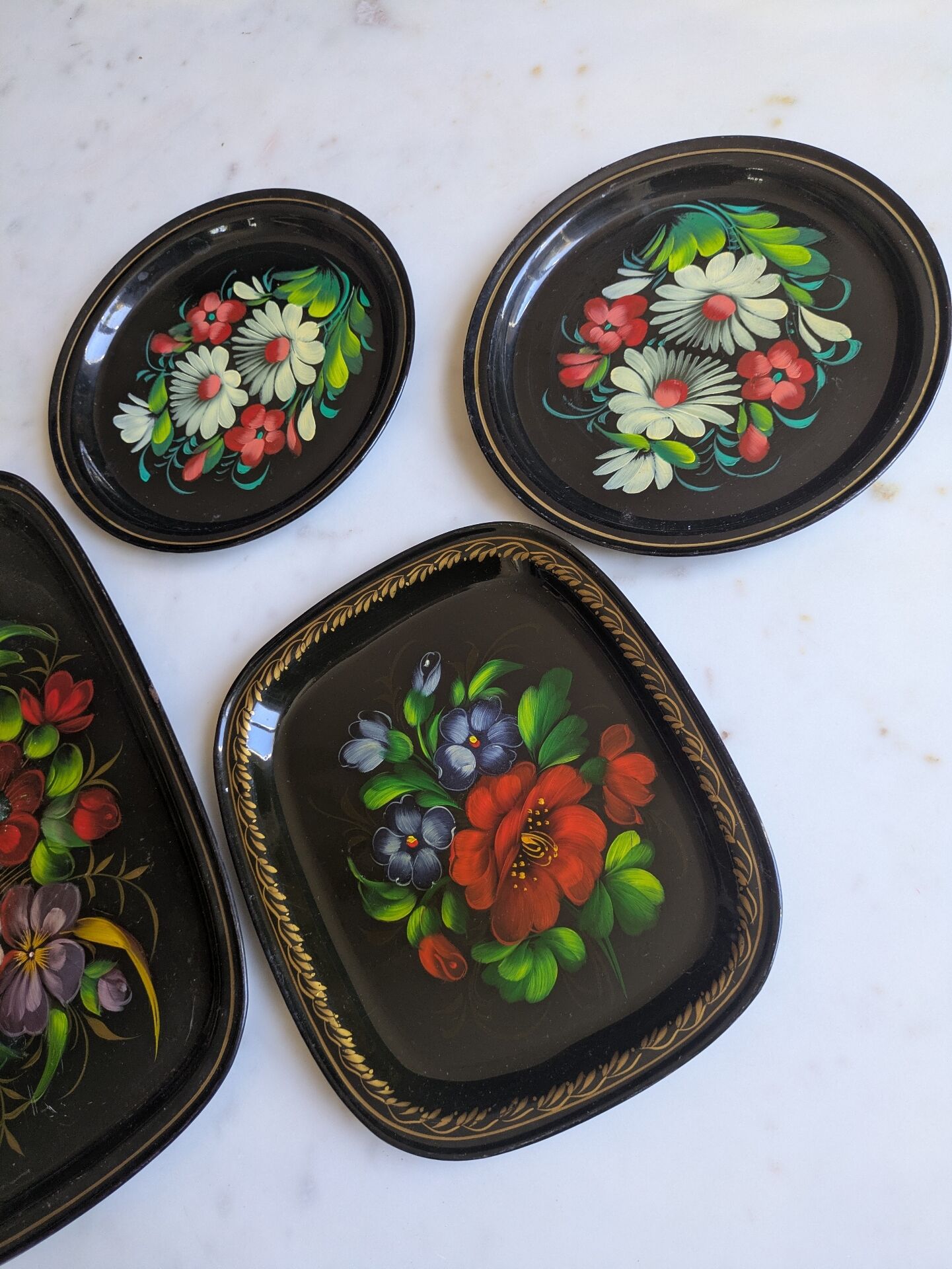 Set of antique Russian trays/Russian artisan USSR