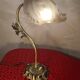 Art Nouveau bronze petal lamp with molded glass, 28 x 34 cm. Electricity OK