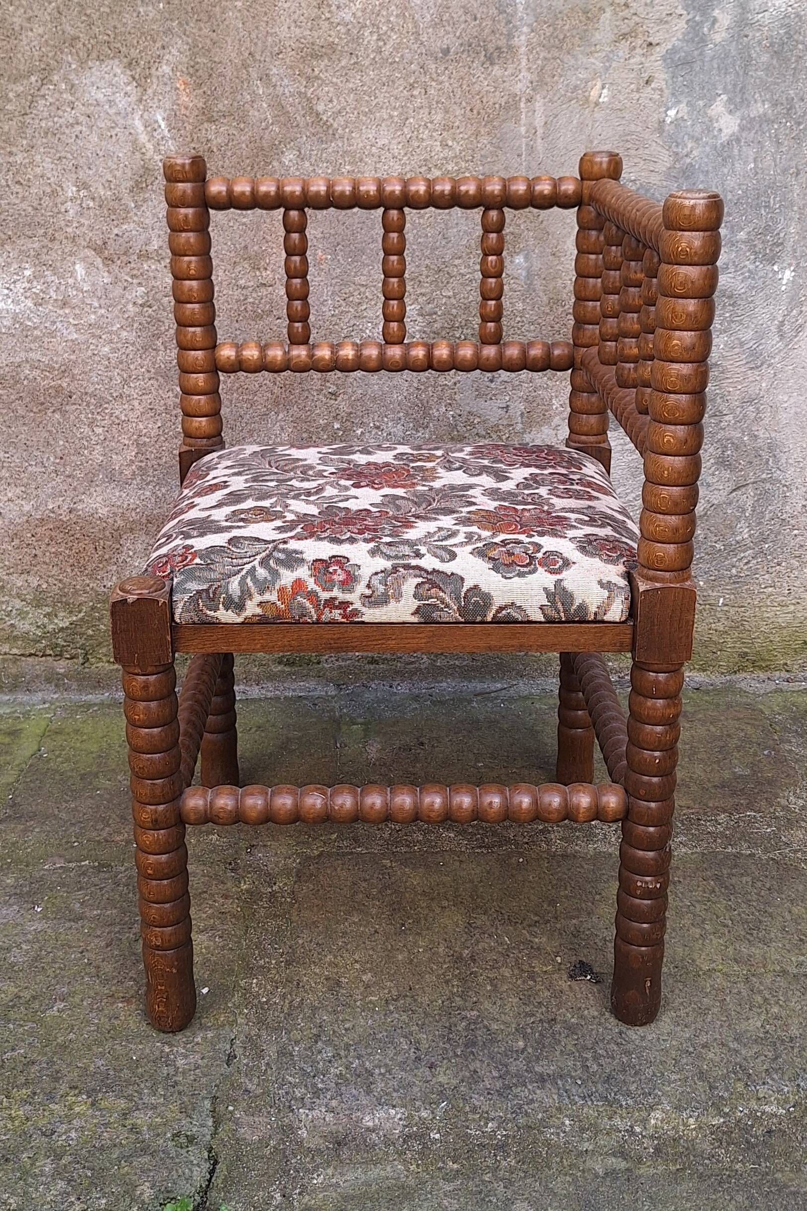 Turned wooden fireside chair