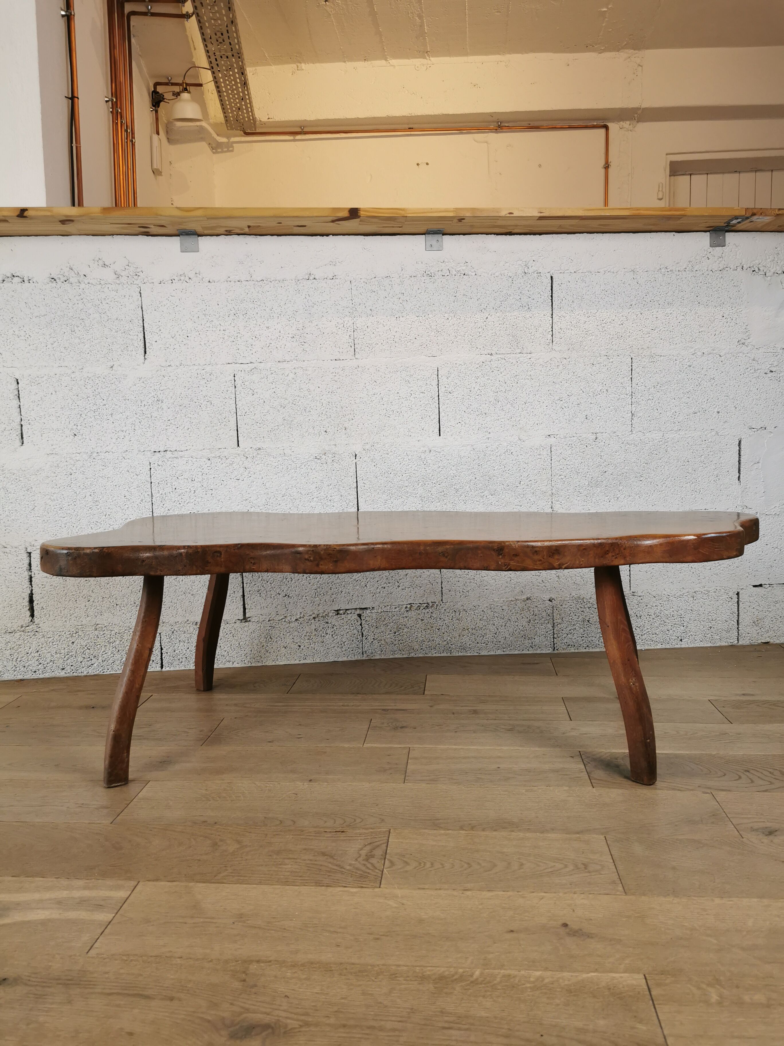 Irregular handmade wooden coffee table from the 60s and 70s