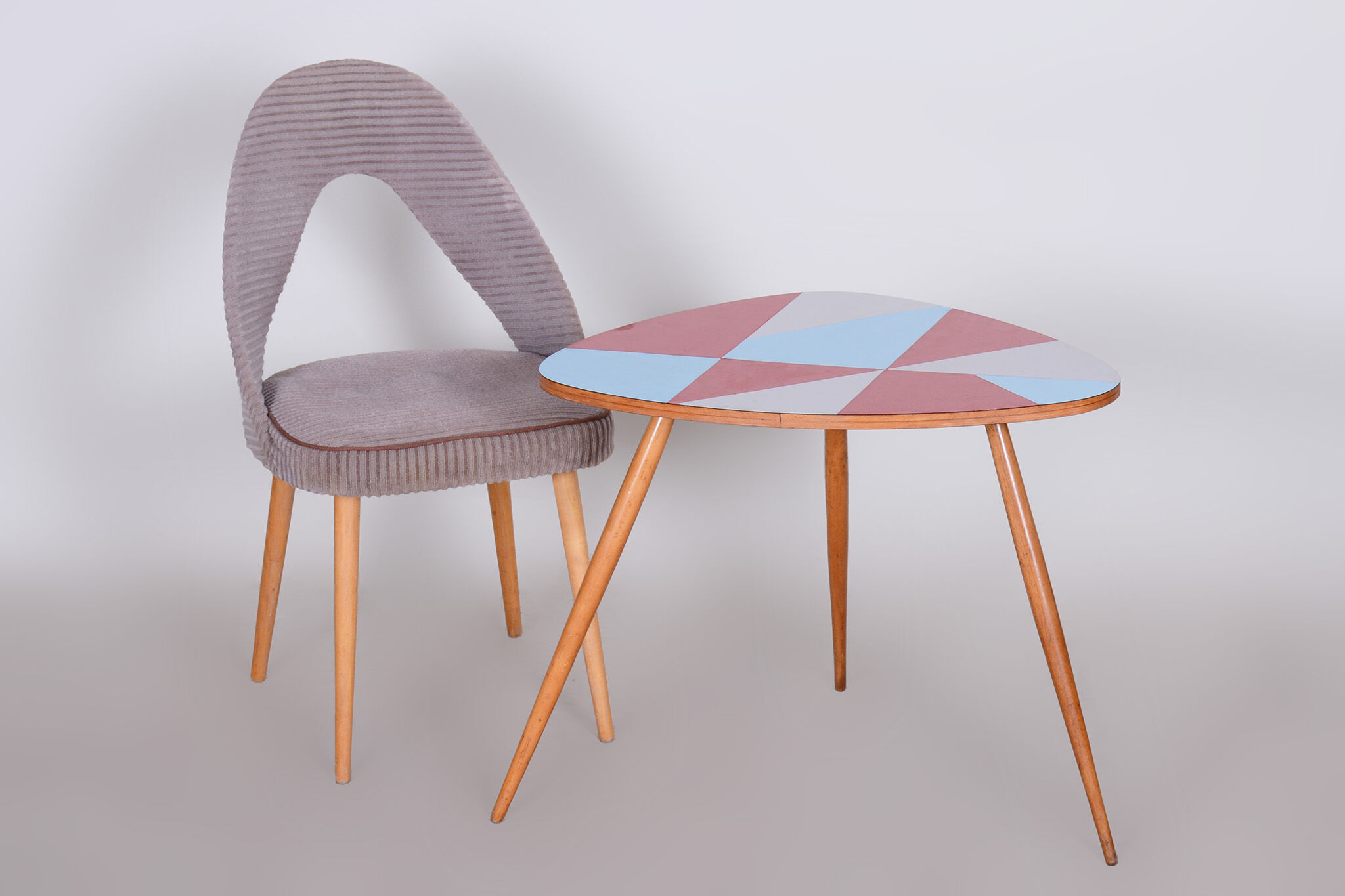 Small Restored MidCentury Table, Beech and Umakart, Czechia, 1950s
