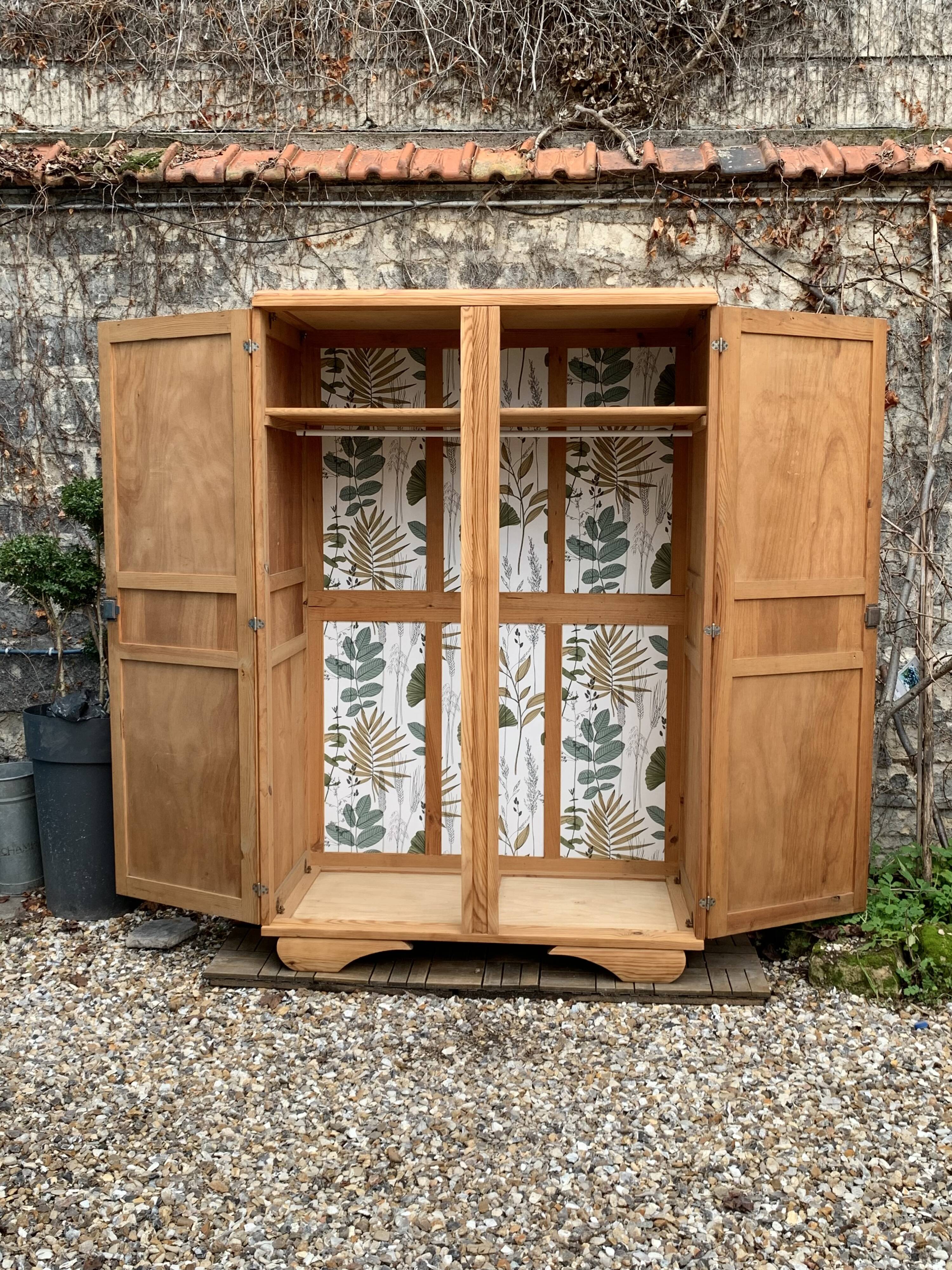 Parisian art deco wardrobe solid raw wood wardrobe