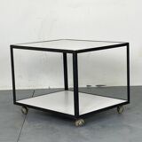Mid-Century White Laminate and Black Steel Rolling End / Side Table by George Nelson for Herman Miller, 1950s