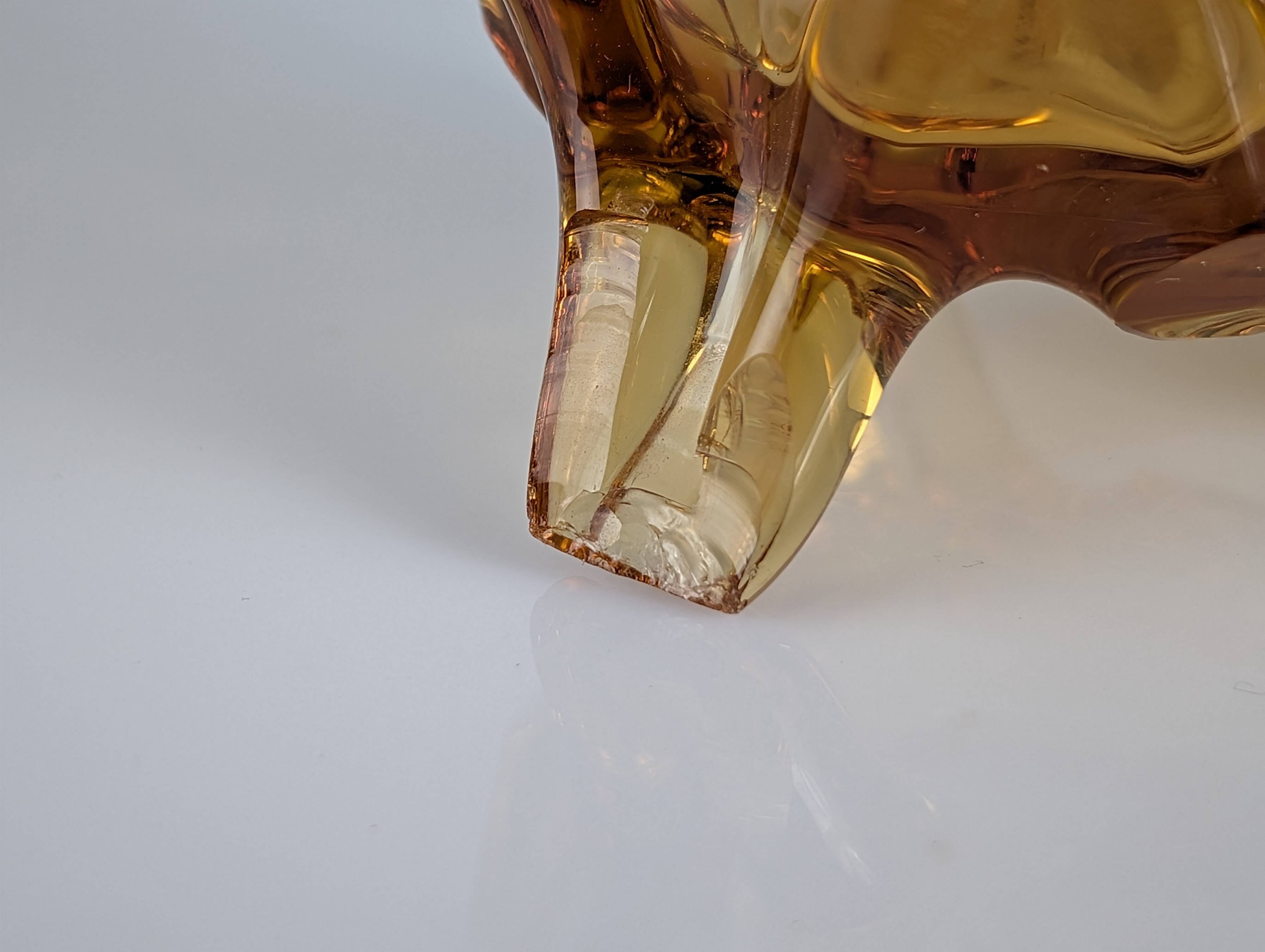 French Art Nouveau Uranium Glass Bottle with Applied Amber Leaves, c. 1900