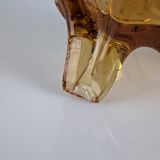 French Art Nouveau Uranium Glass Bottle with Applied Amber Leaves, c. 1900