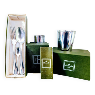 Silver-plated birth/baptism gift box Christofle