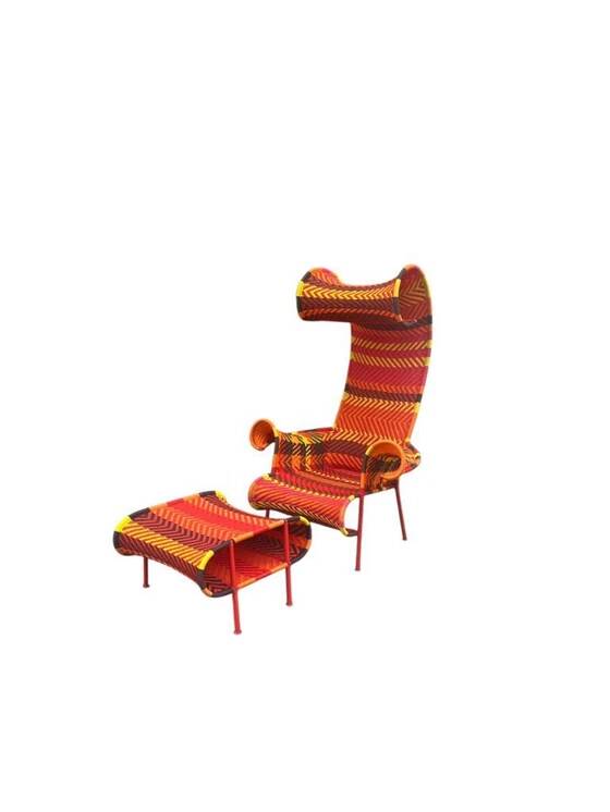 Moroso Shadowy lounge chair with footstool designed by Tord Boontje
