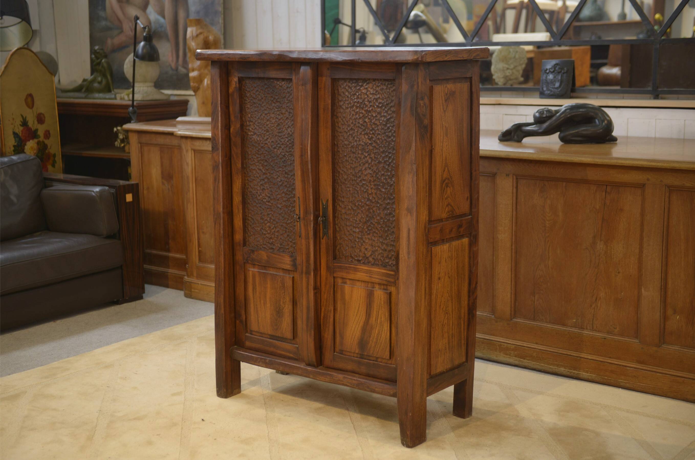 Brutalist Aranjou wardrobe in elm 1960s