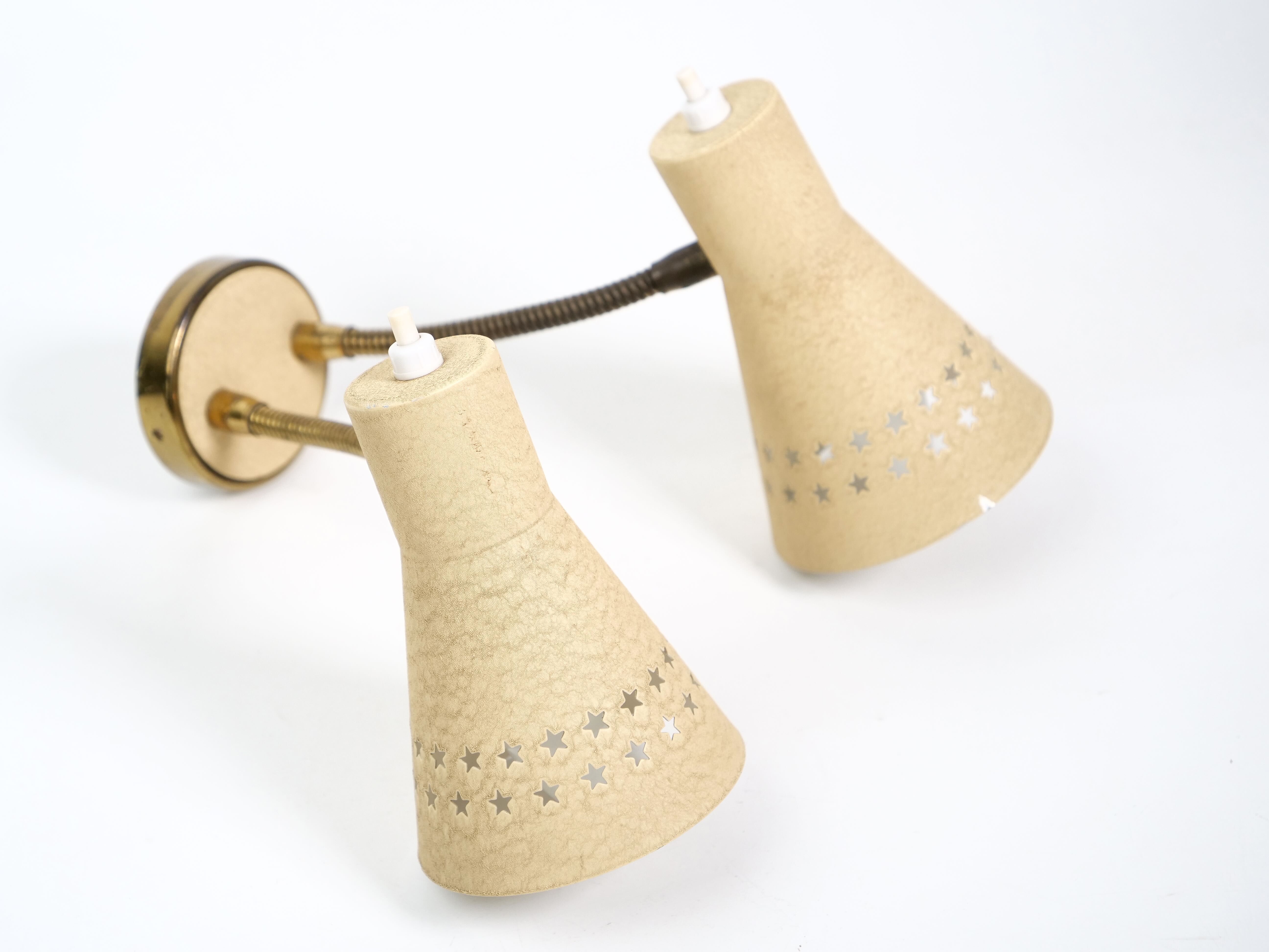 Italian wall lamp double flexible 1950