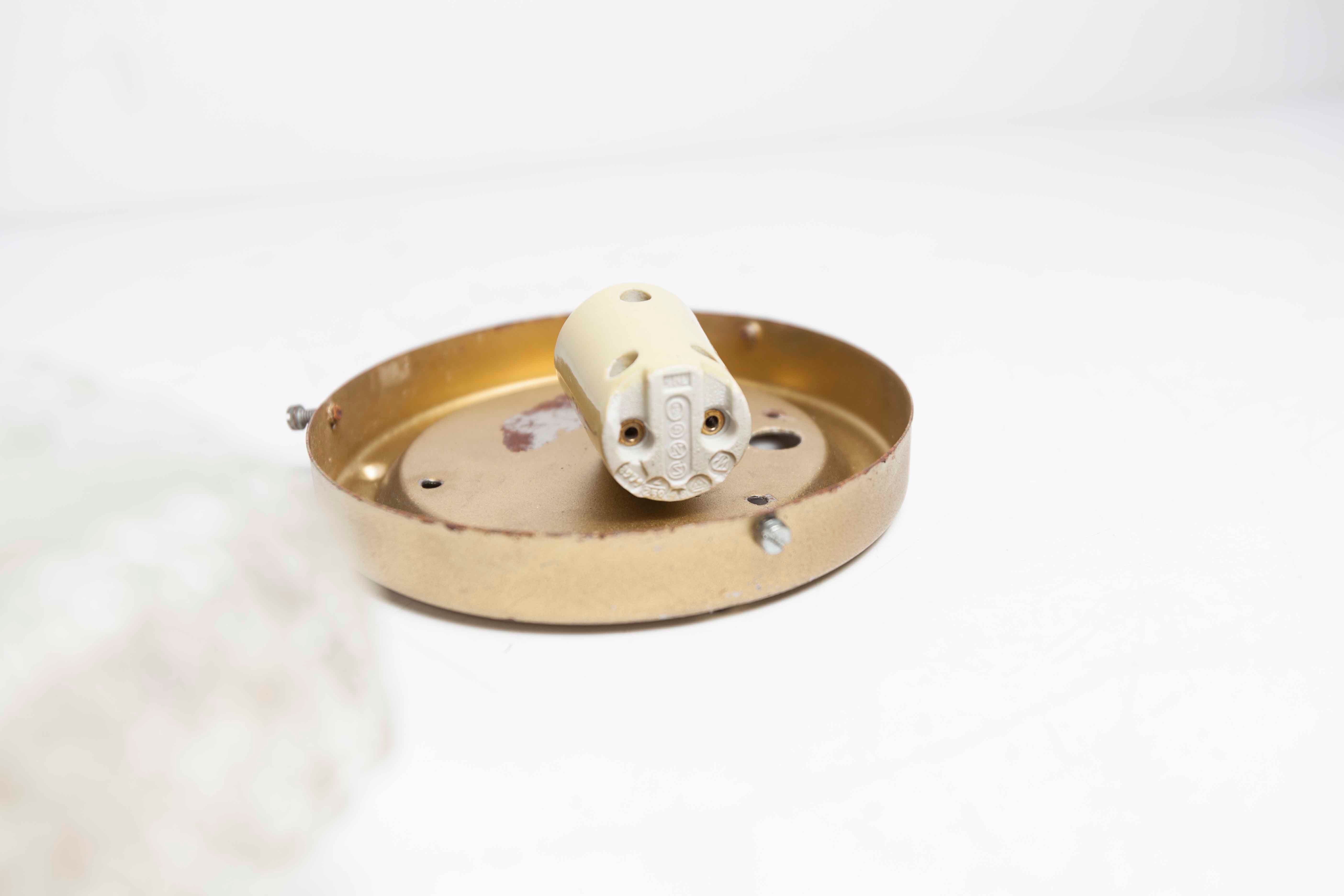 Gold floral glass ceiling light 1960