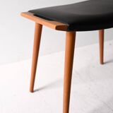 Vintage stool in wood and leather