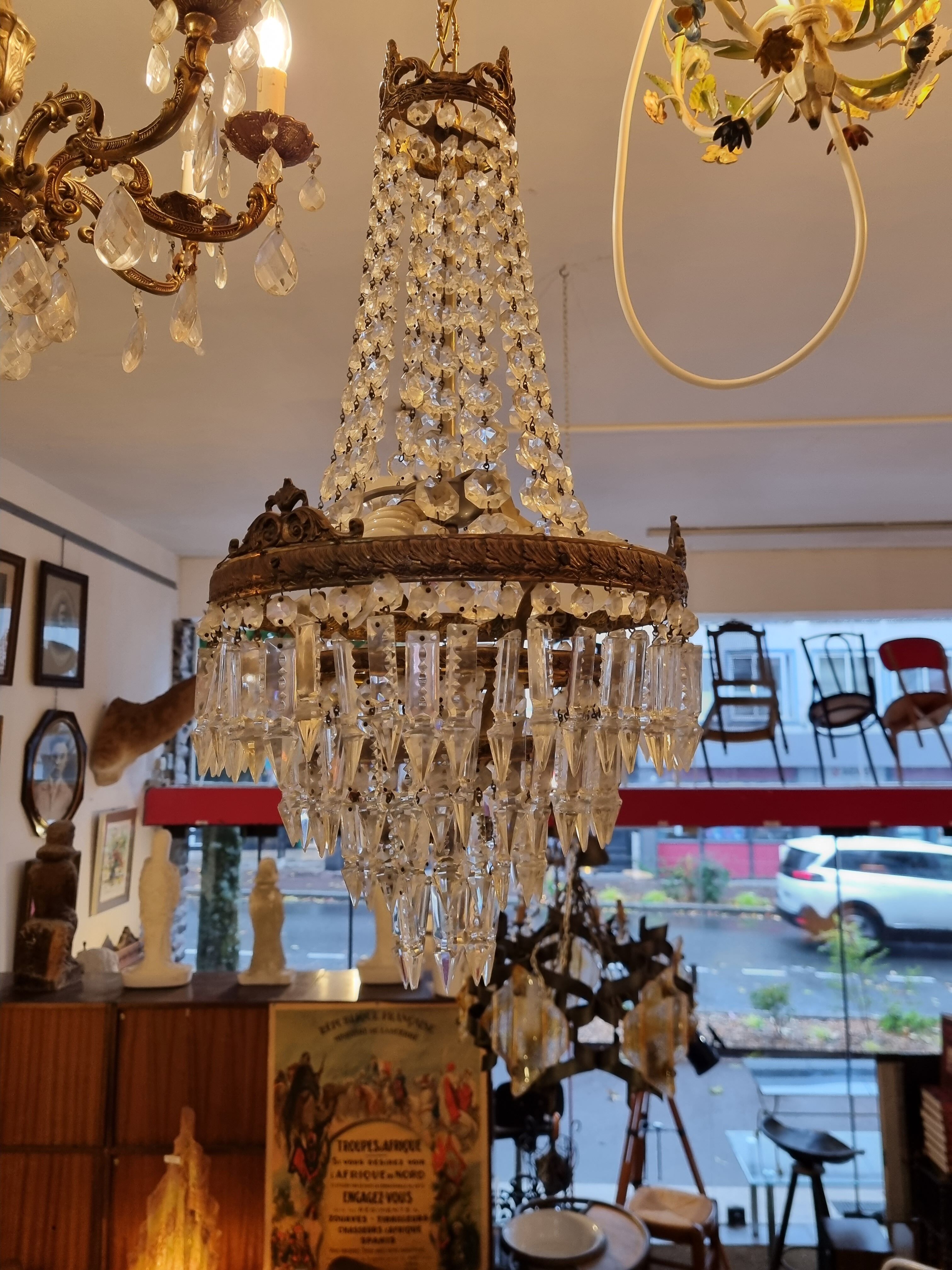 Hot air balloon chandelier with grapevines early twentieth century
