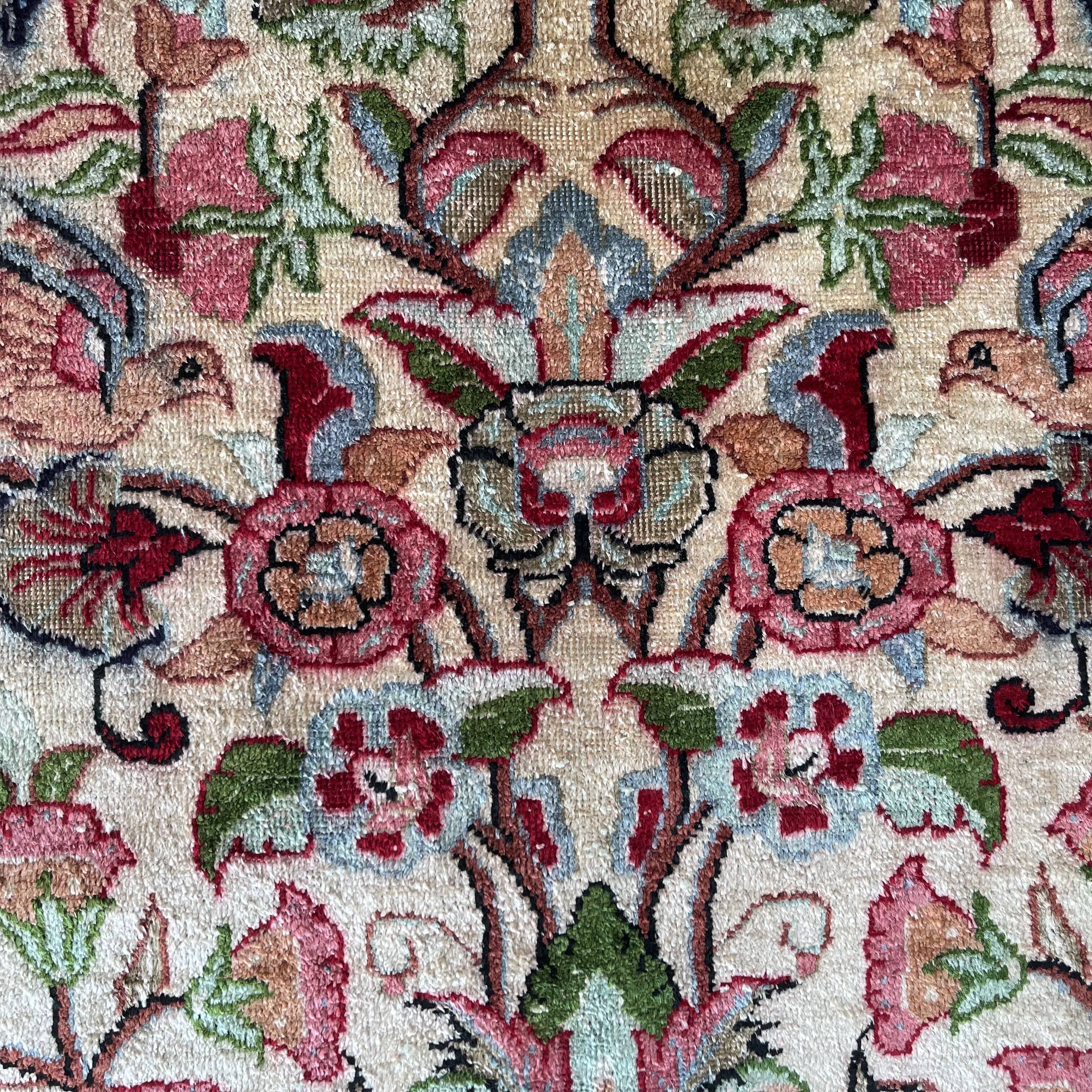 Antique Persian Qum Silk Rug, 77 x 57 cm