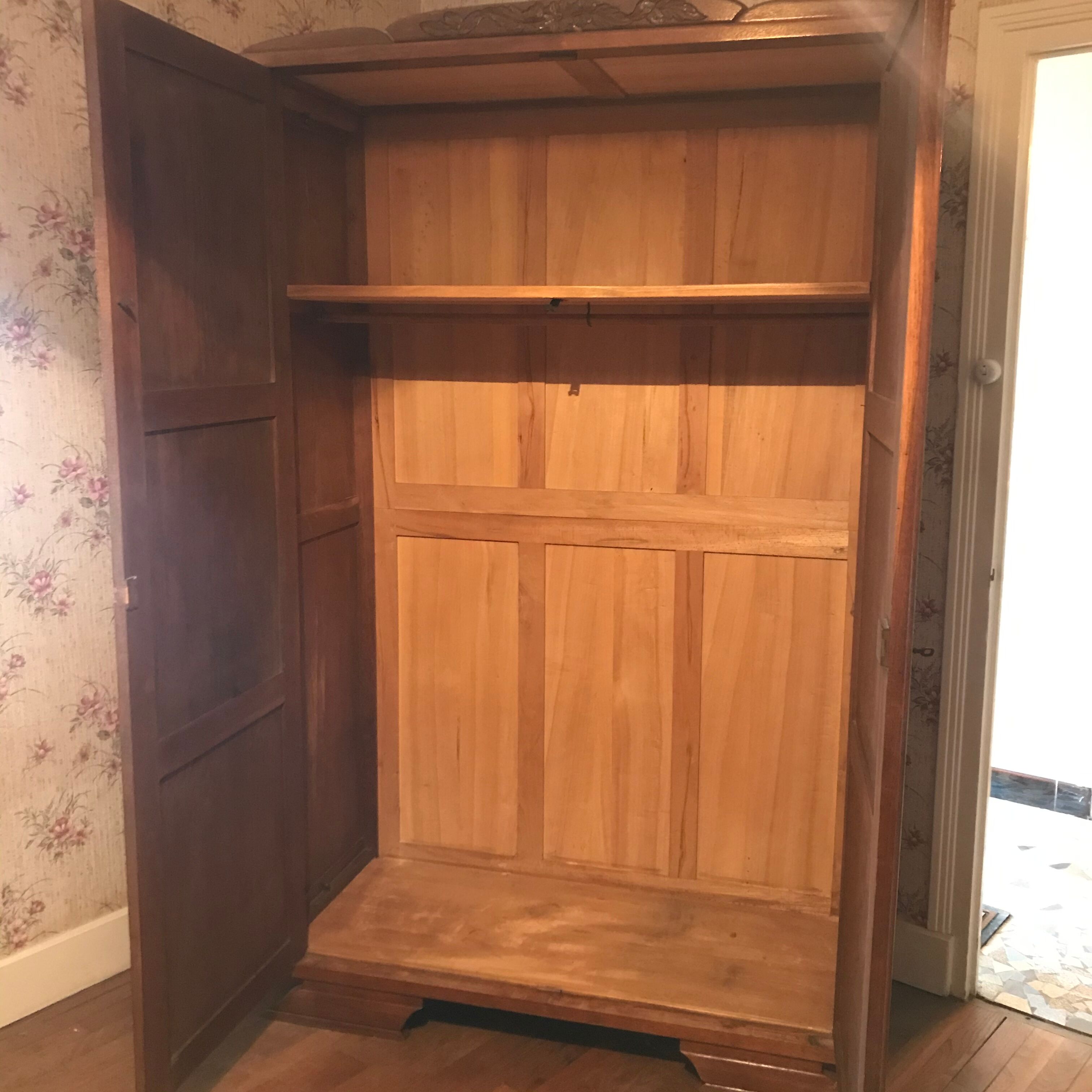 Wardrobe - Solid oak penderie Art Deco era