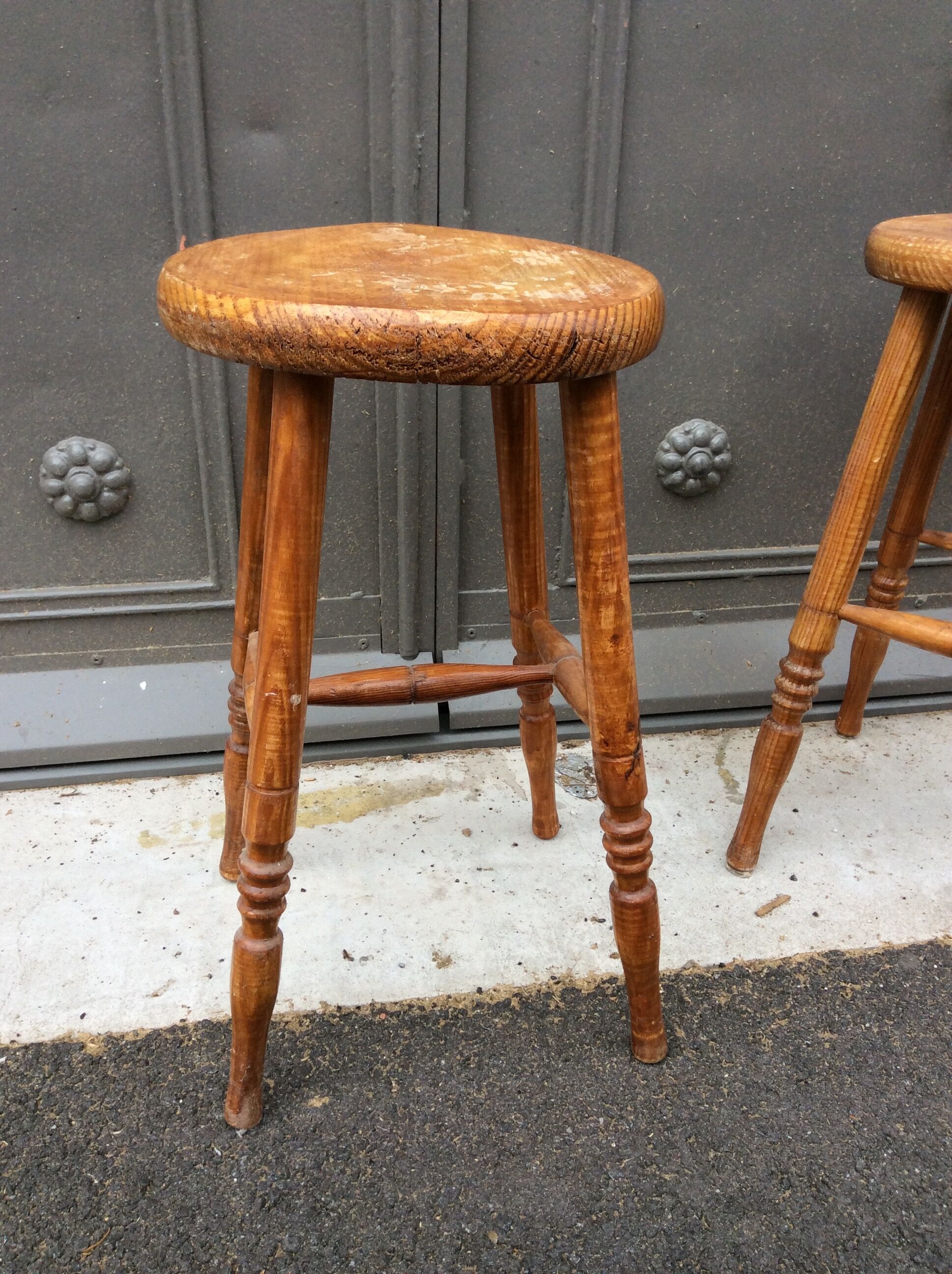 Pair of vintage rustic stools