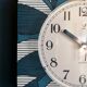 Vintage clock rectangular silent wall clock "Jaz blue white ochre"
