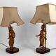 Pair of Sculptural Lamps in Gilt Bronze, Thai Dancers, 20th Century