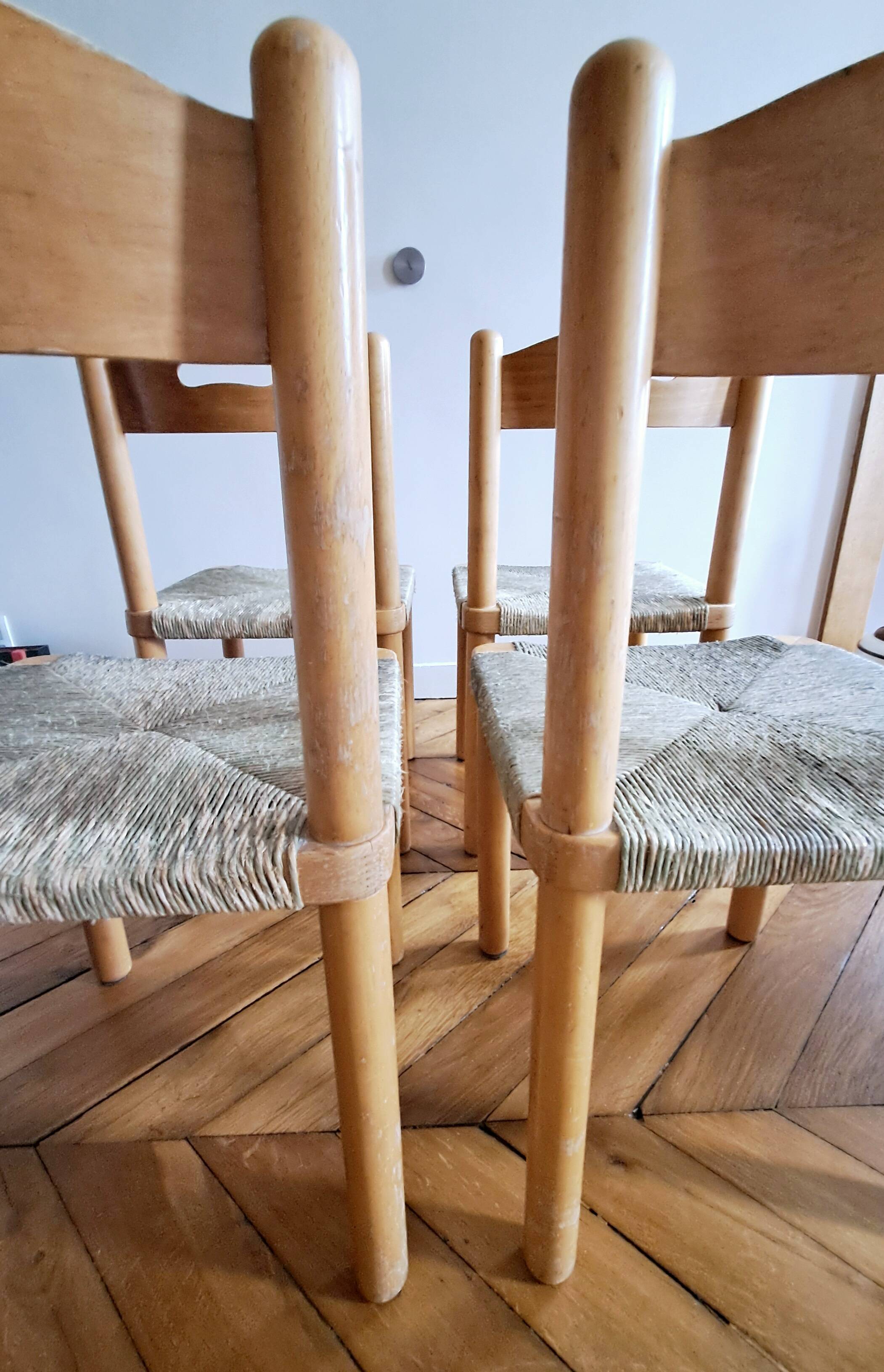 Four wicker chairs. 1960s