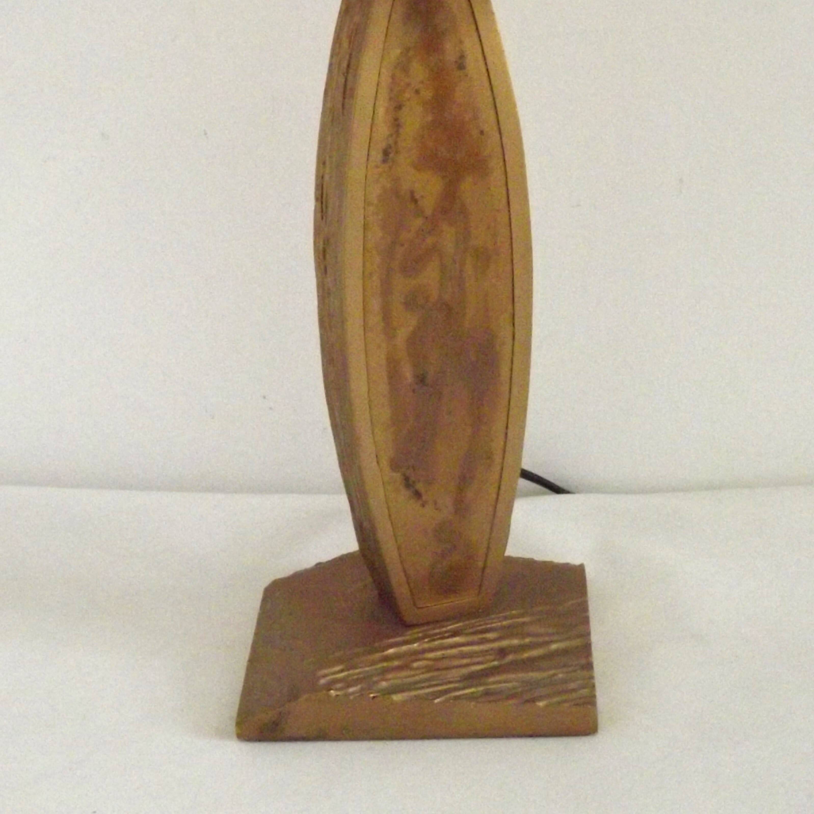 French vintage gold retro resin table lamp with marble effect cone shade.