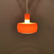 Hanging lamp, designed by Bent Karlby for Schrøder Kemi Denmark 1970s. Made of orange ABS plastic