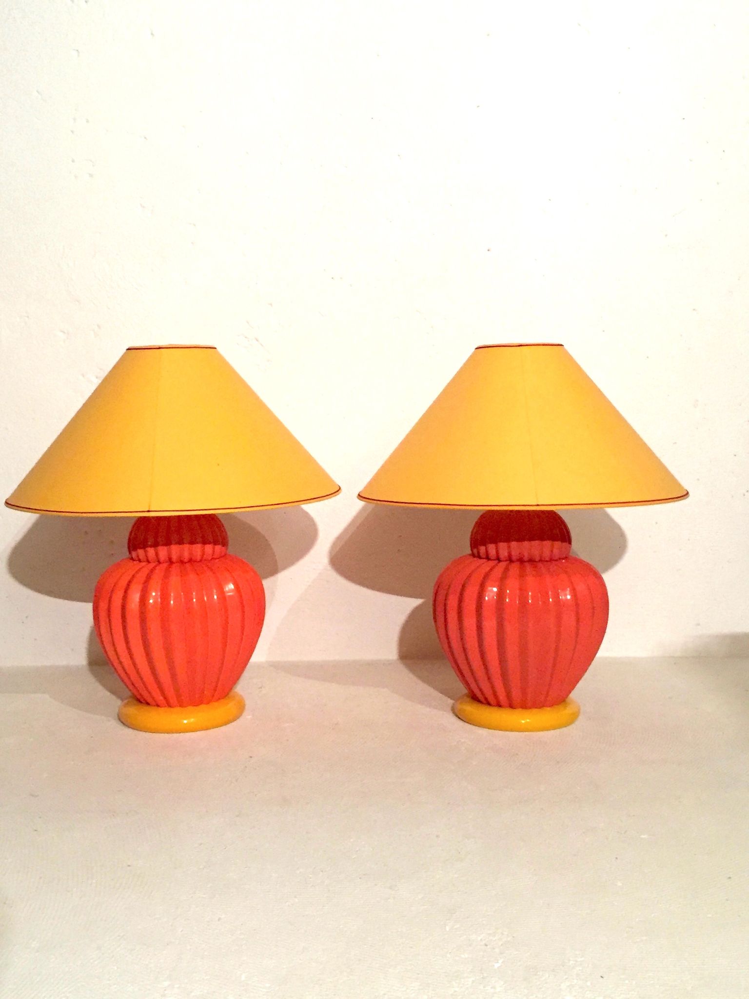 Pair of ceramic table lamp bases by François Châtain, France, 1980s.