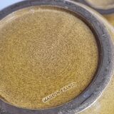 Vintage ceramic pot, ochre, with 8 handles