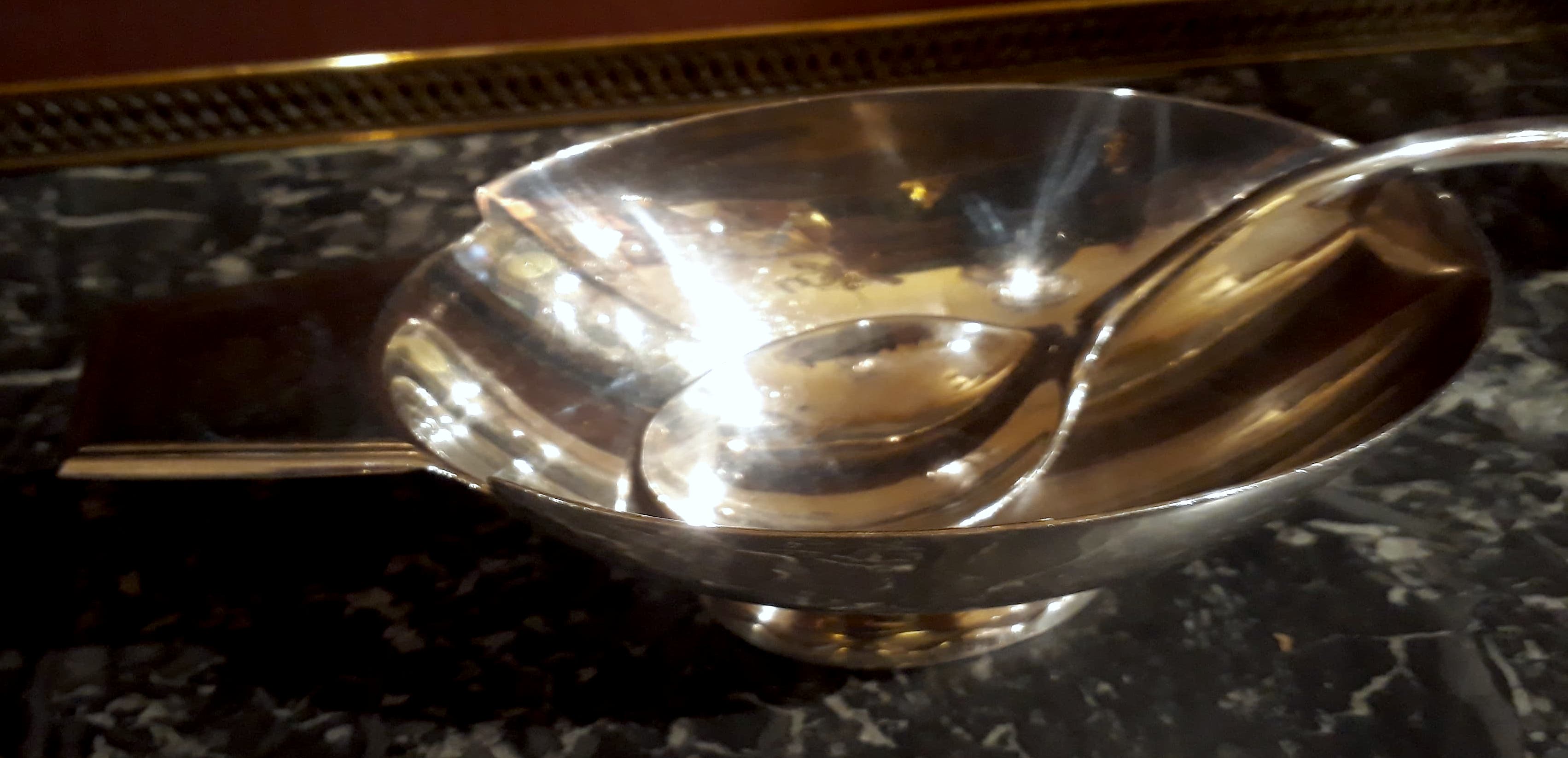 Swan saucière by Christian Fjerdingstad for Gallia Christofle, 1930s