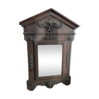 Antique carved wooden wall mirror – ornate pediment, Napoleon III style