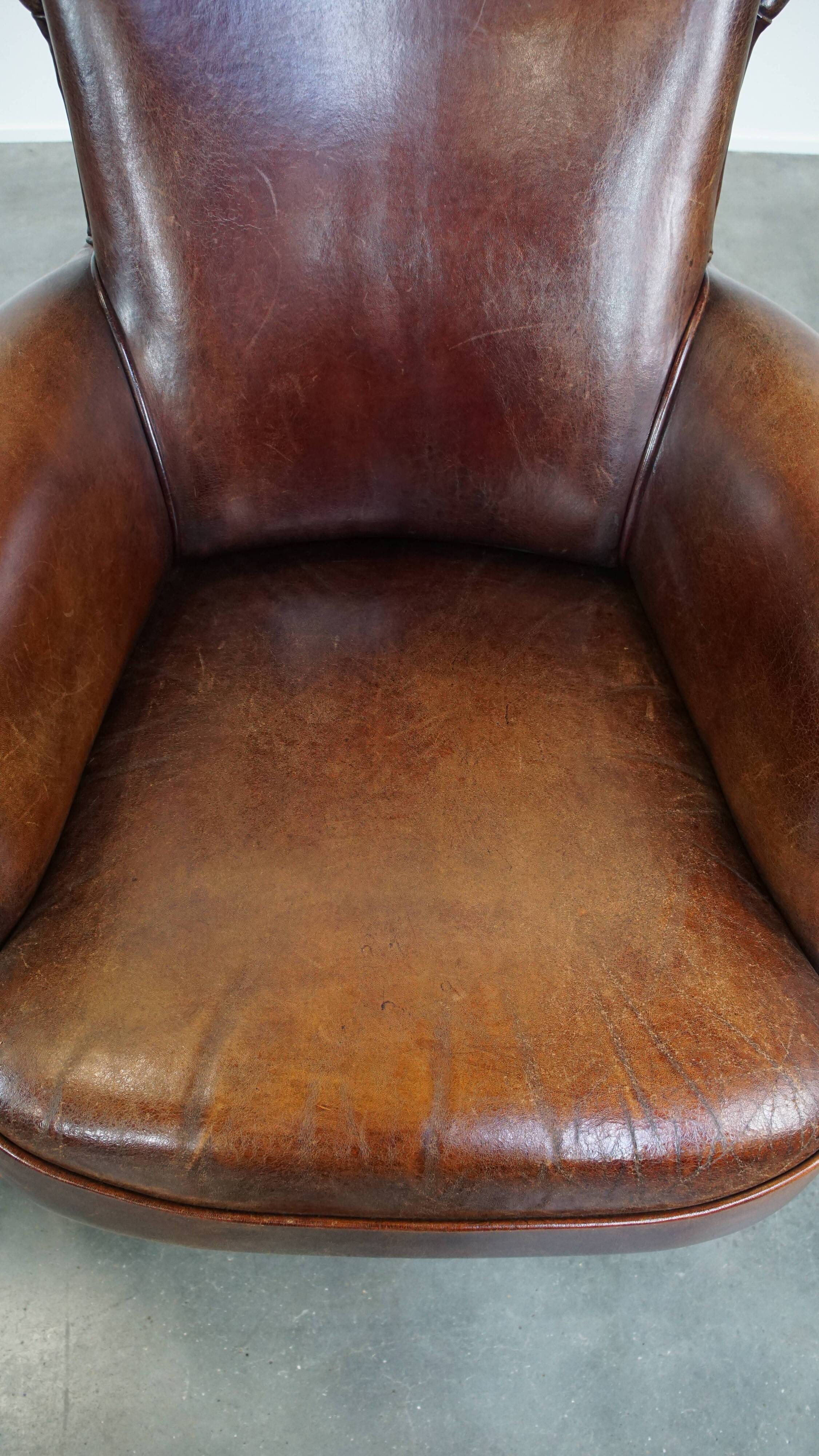 Set of 2 sheepskin leather armchairs