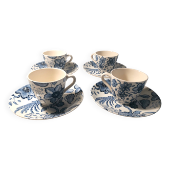 Ensemble de 4 tasses et 4 sous-tasses Villeroy et Boch, le Paradiso