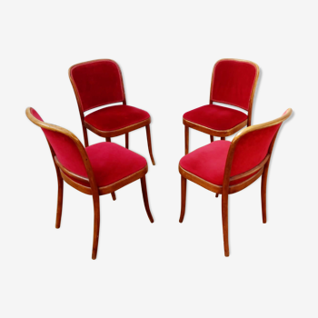 Série de 4 chaises J. Hoffmann éditées par Thonet