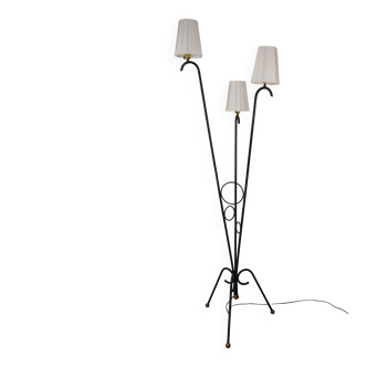 Tripod floor lamp in tubular metal - 1950s