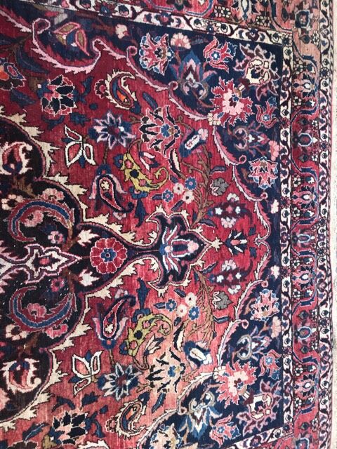 Large antique Persian carpet Bakhtiar handmade 210x327