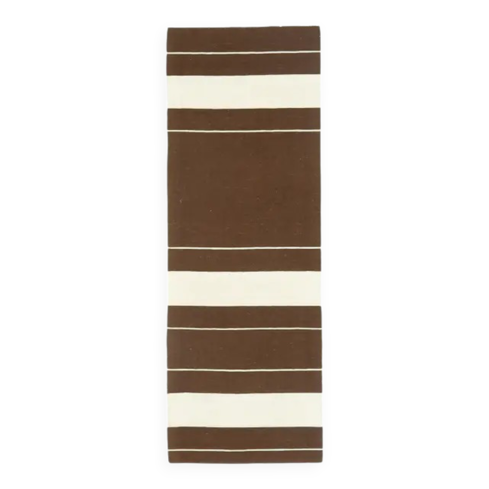 Vintage Turkish Hand-Knotted Wool Cotton Brown Kilim Runner Rug 60x176