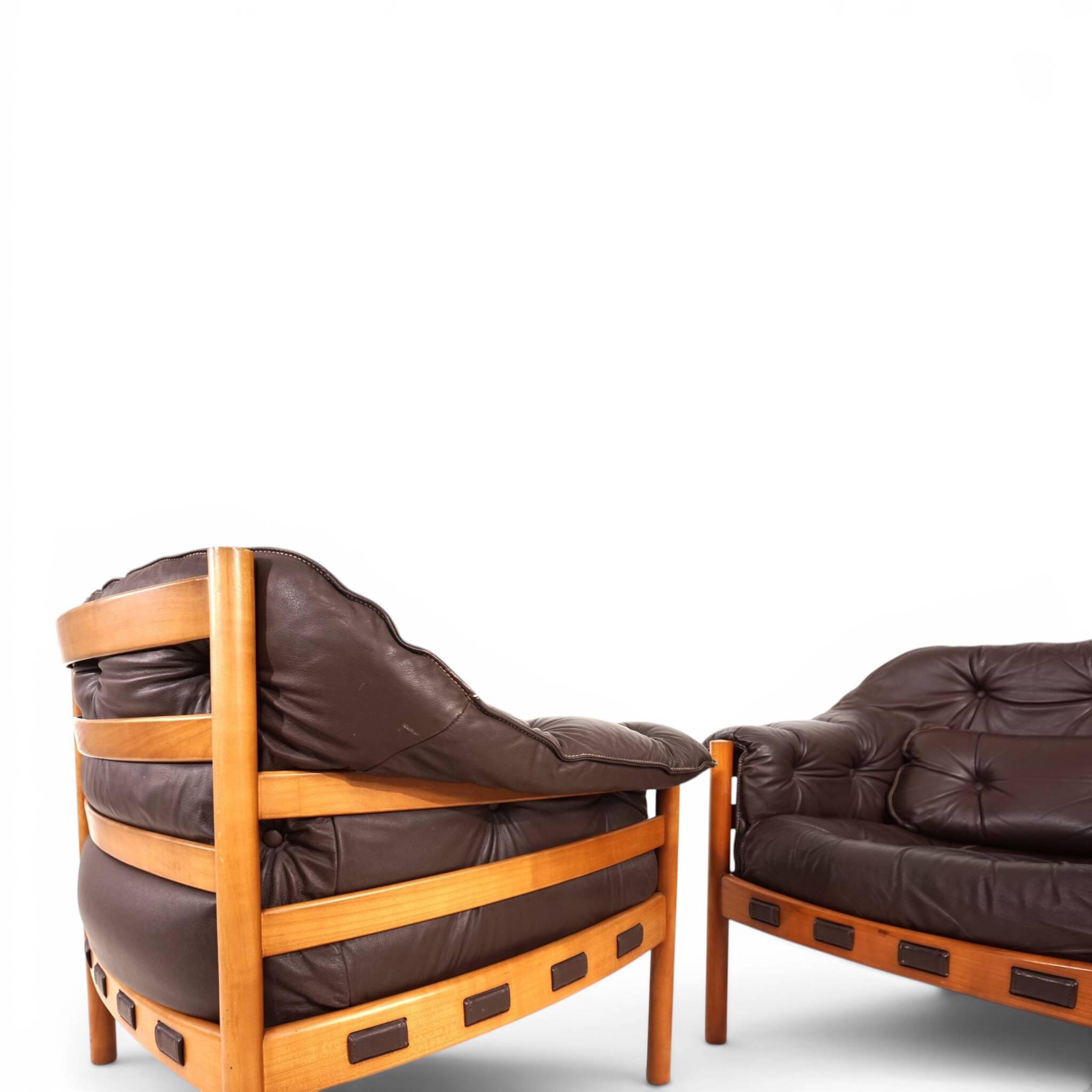 Pair of Coja Leather Lounge Chairs by Sven Ellekaer, 1960