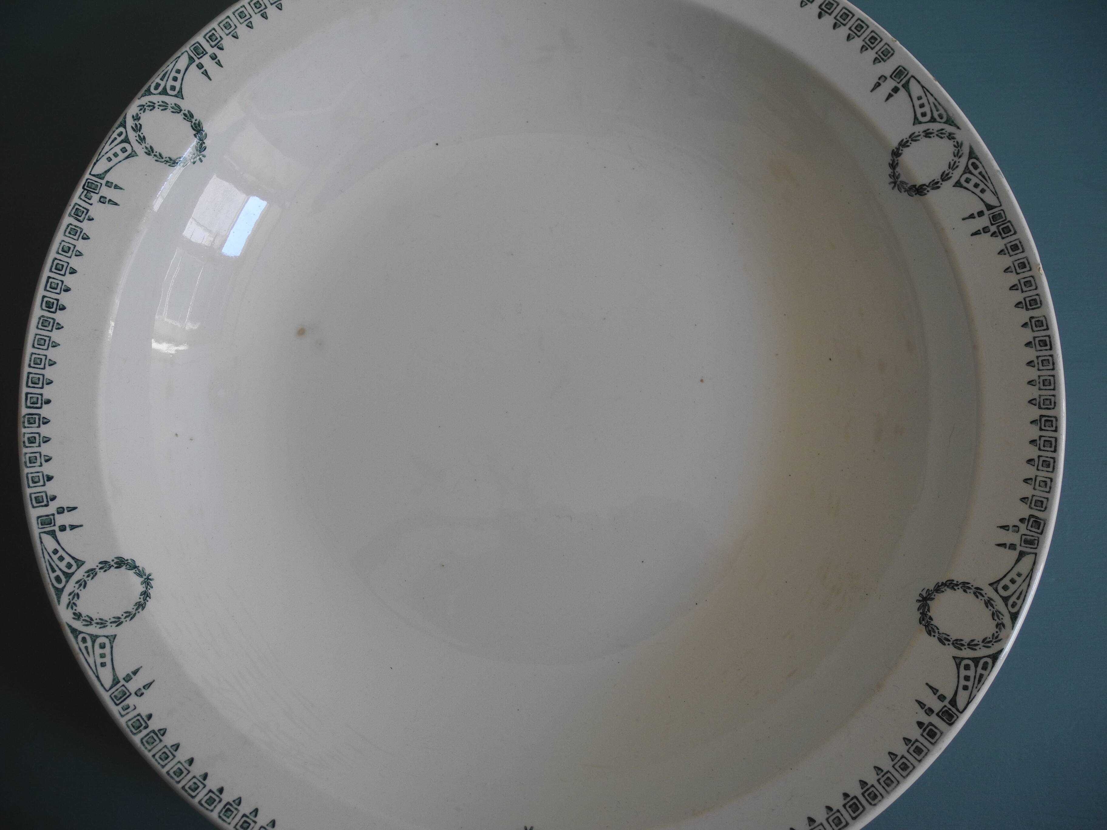antique French earthenware dish from St Amand, 20s/30s