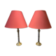 Paire de lampes anciennes en bronze et acier