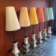 "Balustrade" lamp in terracotta, Ashoka silk shade, pistachio green.