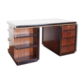 Double-sided Art Deco desk in macassar ebony and blackened wood