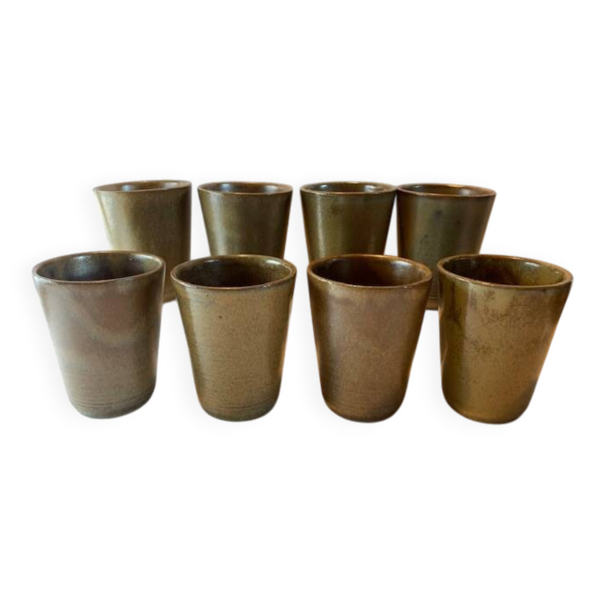 Set of 8 vintage Digoin stoneware tumbler glasses