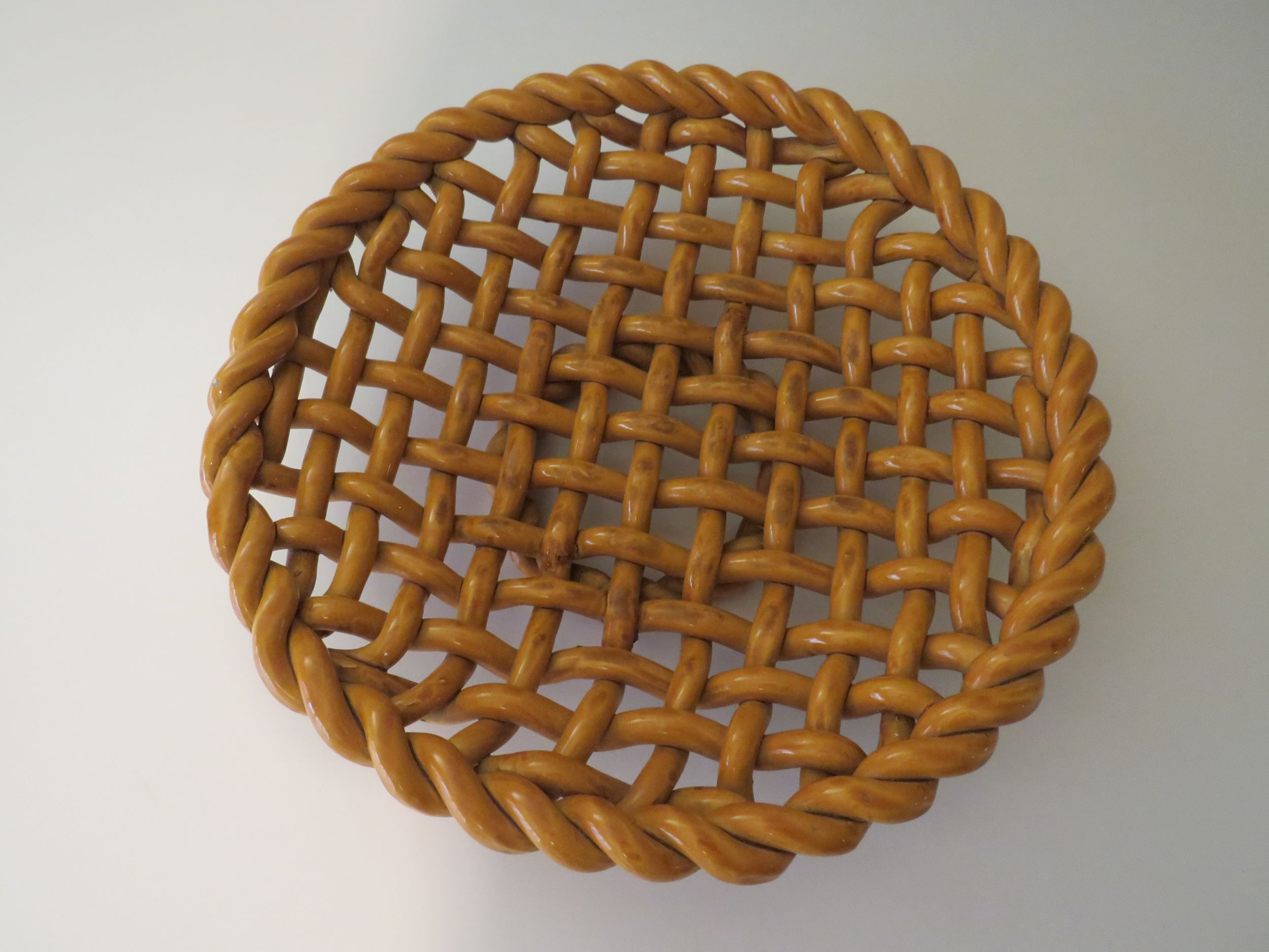 Woven ceramic fruit cup, early twentieth century