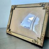 Cadre photo vintage en métal doré mat avec verre convexe 25,5 cm x 20 cm