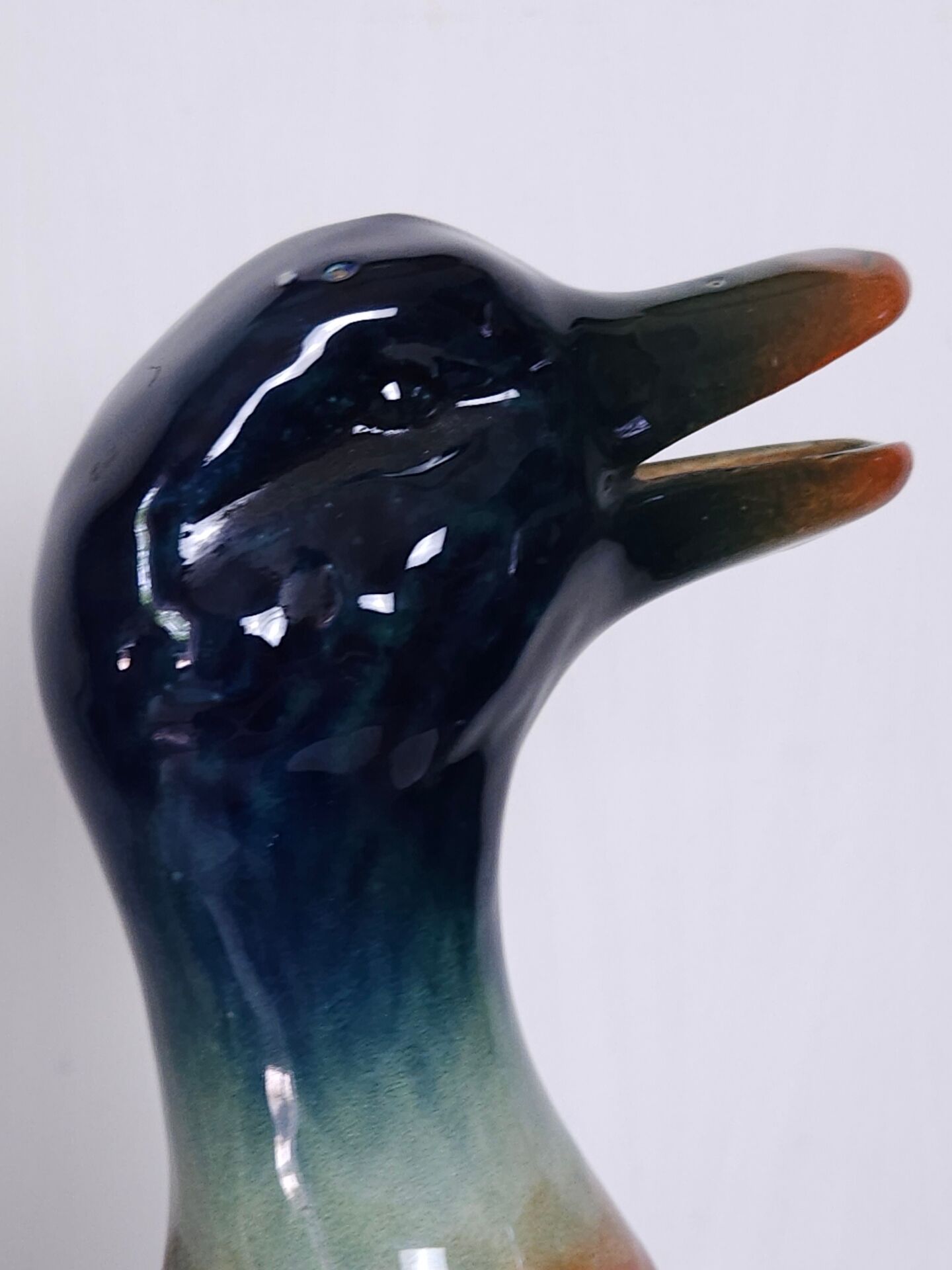 Vintage green-headed duck ceramic jug