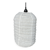 Très grande suspension en rotin et lin naturel japonisante en forme de lanterne H80 D65