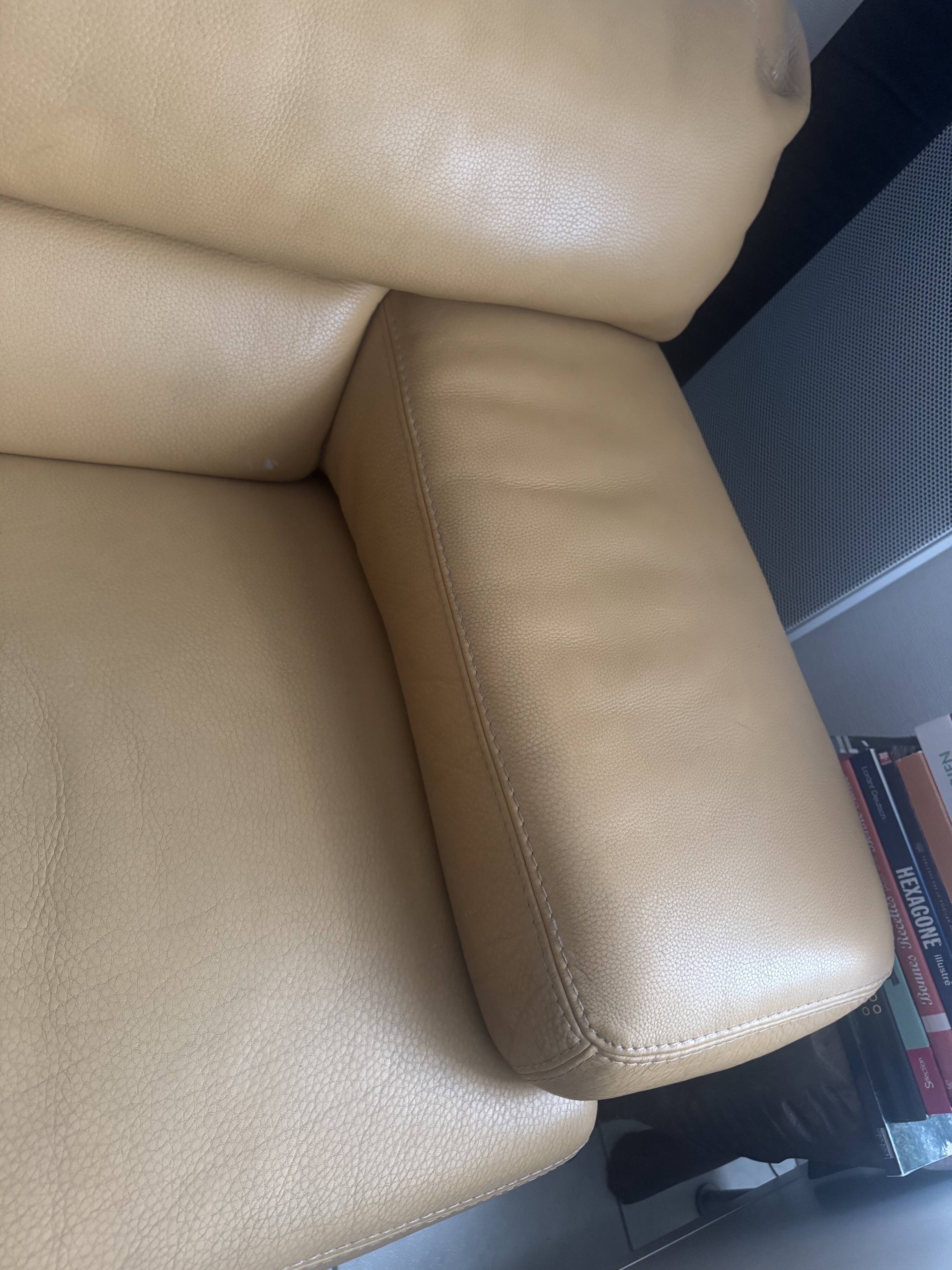 Roche Bobois beige leather sofa bed - Good condition